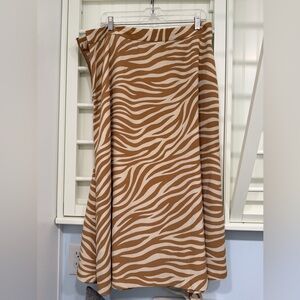 Ann Taylor A-Line Zebra Print Skirt in Brown and Cream